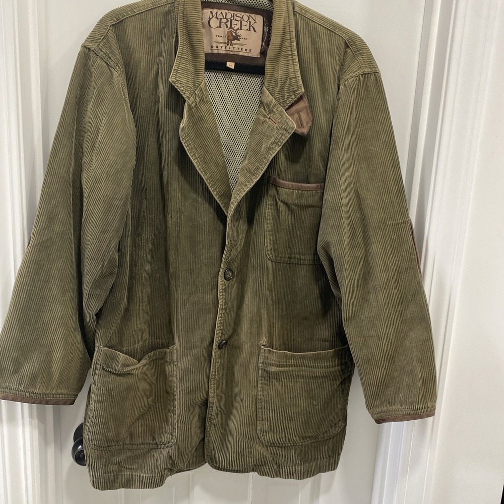 Madison Creek Outfitters Jacket Mens Corduroy Green With Elbow Patches Medium